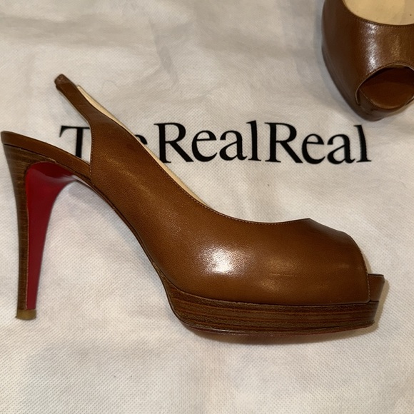 Cognac Christian Louboutin calf leather heels, size 36 (5.5/6 US) - Picture 9 of 13